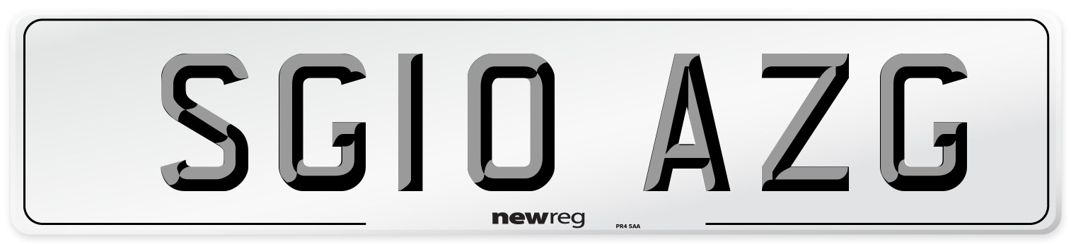 SG10 AZG Number Plate from New Reg